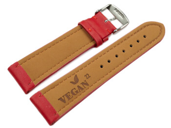Bracelet de montre VEGAN en grain rouge rembourré...