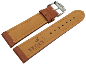 Bracelet de montre VEGAN en grain marron clair...