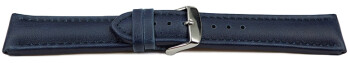 Bracelet de montre VEGAN en grain bleu rembourré 18mm 20mm 22mm 24mm
