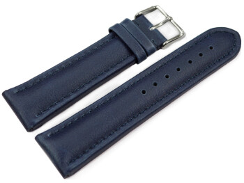 Bracelet de montre VEGAN en grain bleu rembourré 18mm 20mm 22mm 24mm