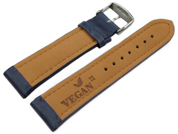 Bracelet de montre VEGAN en grain bleu rembourré...