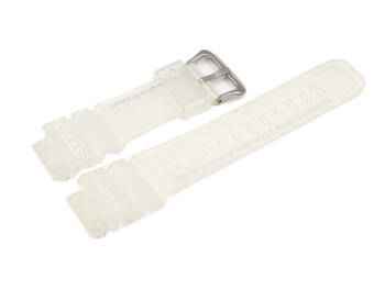 Bracelet de montre Casio p. DW-8600K, résine, blanche transparen