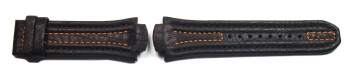 Bracelet montre Lotus p.15507 et 15502, cuir,noir,cout.oranges