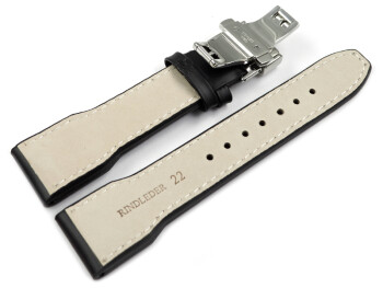Bracelet montre-boucle dépl.papillon-cuir de...