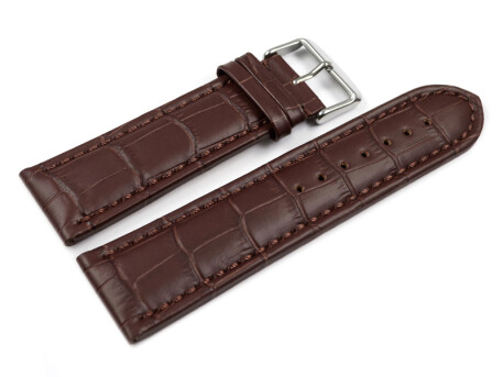 Bracelet de montre cuir de veau grain croco marron foncé 26mm 28mm