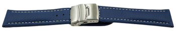 Bracelet de montre à échange rapide cuir de veau grainé bleu wN 18mm 20mm 22mm 24mm 26mm