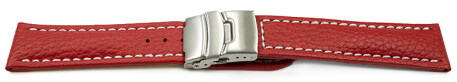 Bracelet de montre à échange rapide cuir de veau grainé rouge wN 18mm 20mm 22mm 24mm 26mm