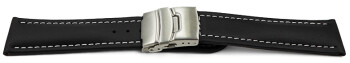 Bracelet de montre à échange rapide cuir de veau lisse noir couture blance 18mm 20mm 22mm 24mm 26mm
