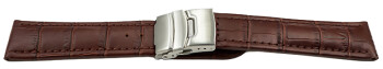 Bracelet montre à échange rapide boucle déployante veau grain croco marron foncé 18mm 20mm 22mm 24mm