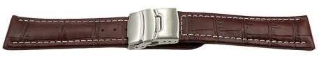 Bracelet montre à échange rapide boucle déployante veau grain croco marron foncé wN 18mm 20mm 22mm 24mm 26mm
