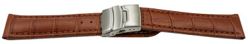 Bracelet montre à échange rapide boucle déployante veau grain croco marron clair 18mm 20mm 22mm 24mm 26mm
