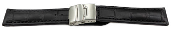 Bracelet montre à échange rapide boucle déployante veau grain croco noir 18mm 20mm 22mm 24mm