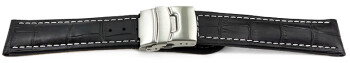 Bracelet montre à échange rapide boucle déployante veau grain croco noir wN 18mm 20mm 22mm 24mm 26mm