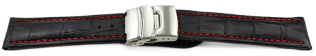 Bracelet montre à échange rapide boucle déployante veau grain croco noir rN 18mm 20mm 22mm 24mm 26mm