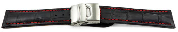 Bracelet montre à échange rapide boucle déployante veau grain croco noir rN 18mm 20mm 22mm 24mm 26mm