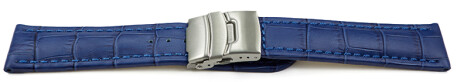 Bracelet montre à échange rapide boucle déployante veau grain croco bleu 18mm 20mm 22mm 24mm 26mm