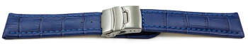 Bracelet montre à échange rapide boucle déployante veau grain croco bleu 18mm 20mm 22mm 24mm 26mm