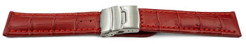 Bracelet montre à échange rapide boucle déployante veau grain croco rouge 18mm 20mm 22mm 24mm 26mm
