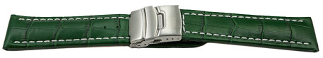 Bracelet montre à échange rapide boucle déployante veau grain croco vert wN 18mm 20mm 22mm 24mm 26mm