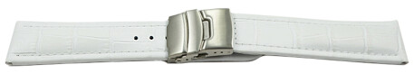 Bracelet montre à échange rapide boucle déployante veau grain croco blanc 18mm 20mm 22mm 24mm 26mm