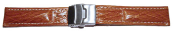 Bracelet de montre à échange rapide Deployante Bark cuir de veau marron clair 18mm 20mm 22mm 24mm
