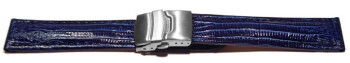 Bracelet de montre à échange rapide cuir de veau véritable téju bleu 18mm 20mm 22mm 24mm