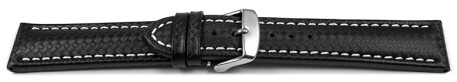 Bracelet de montre - Carbone - noir - couture blanche