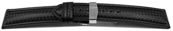 Bracelet de montre - cuir - Carbone - noir - couture noire