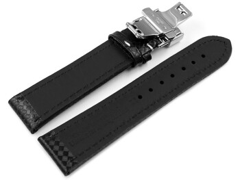 Bracelet de montre-dépl.papillon-cuir -Carbone -...