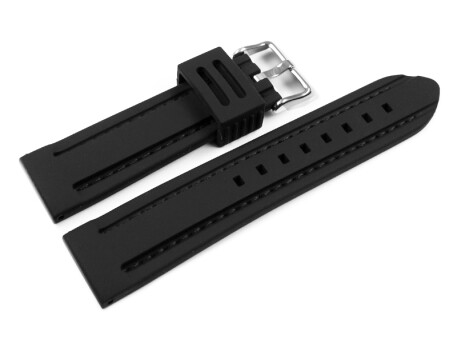 Bracelet de montre - silicone - noir - surpiqûre noire