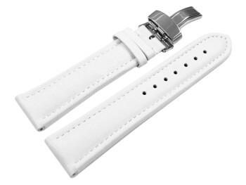 Bracelet de montre - cuir de veau lisse - blanc - XL
