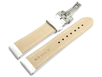 Bracelet de montre - cuir de veau lisse - blanc - XL