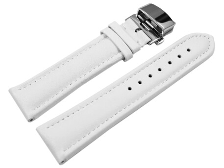 Boucle dployante papillon - cuir de veau lisse - blanc - XXL