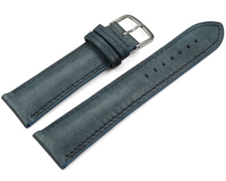 Bracelet montre gris-bleu cuir tanné...