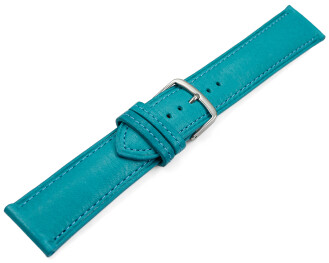 Bracelet montre turquoise cuir tanné végétal légèrement rembourré 12mm - 22mm