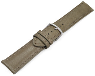 Bracelet montre taupe cuir tanné végétal légèrement rembourré 12mm - 22mm