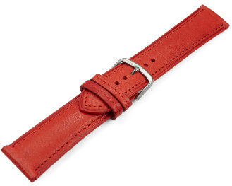 Bracelet montre rouge cuir tanné végétal légèrement rembourré 12mm - 22mm