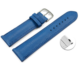 Bracelet montre échange rapide bleu cuir tanné végétal légèrement rembourré 12mm - 22mm