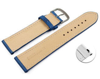 Bracelet montre échange rapide bleu cuir tanné végétal légèrement rembourré 12mm - 22mm