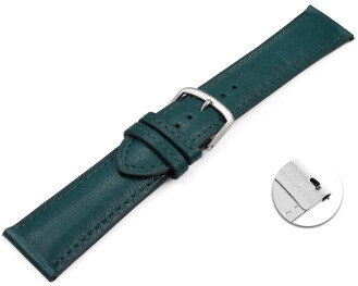 Bracelet montre échange rapide vert foncé cuir tanné végétal légèrement rembourré 12mm - 22mm