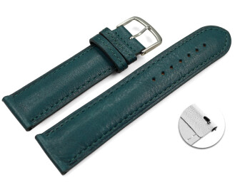 Bracelet montre échange rapide vert foncé cuir tanné végétal légèrement rembourré 12mm - 22mm