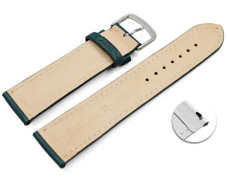 Bracelet montre échange rapide vert foncé cuir tanné végétal légèrement rembourré 12mm - 22mm