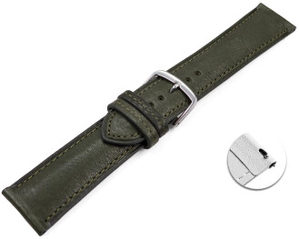 Bracelet montre échange rapide Kaki cuir tanné végétal légèrement rembourré 12mm - 22mm