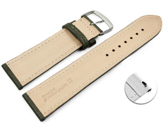 Bracelet montre échange rapide Kaki cuir tanné végétal légèrement rembourré 12mm - 22mm