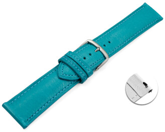 Bracelet montre échange rapide turquoise cuir tanné végétal légèrement rembourré 12mm - 22mm