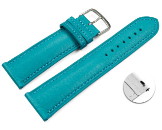 Bracelet montre échange rapide turquoise cuir tanné végétal légèrement rembourré 12mm - 22mm