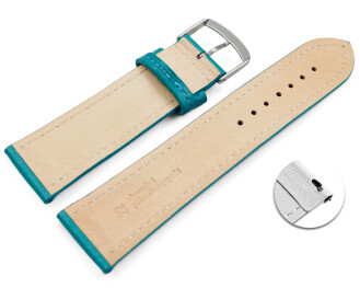 Bracelet montre échange rapide turquoise cuir tanné végétal légèrement rembourré 12mm - 22mm