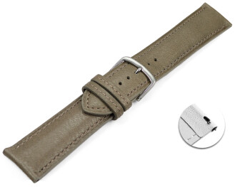 Bracelet montre échange rapide taupe cuir tanné végétal légèrement rembourré 12mm - 22mm