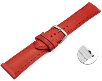 Bracelet montre échange rapide rouge cuir tanné végétal légèrement rembourré 12mm - 22mm