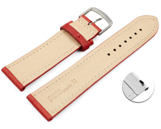 Bracelet montre échange rapide rouge cuir tanné végétal légèrement rembourré 12mm - 22mm